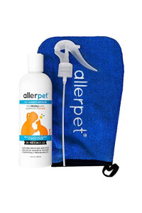 Allerpet Cat Dander Remover w/Free Applicator Mitt & Sprayer - Effective Cat Dander Reduction - Anti Allergen Solution Made in USA - (12oz)