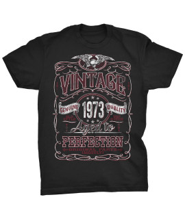 50th Birthday gift T-Shirt Men - Vintage 1973 Aged to Perfection - Black-003-XL