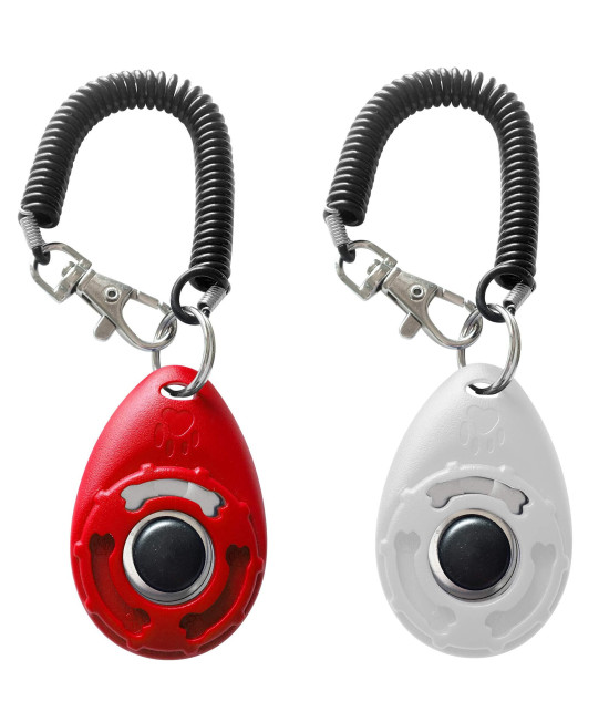 HoAoOo Pet Training Clicker with Wrist Strap - Dog Training Clickers (New White + Red)