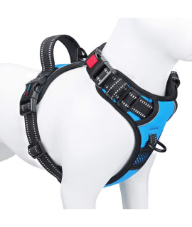 PHOEPET No Pull Dog Harnesses for Small Dogs Reflective Adjustable Front Clip Vest with Handle 2 Metal Rings 3 Buckles [Easy to Put on & Take Off](XS, Blue)