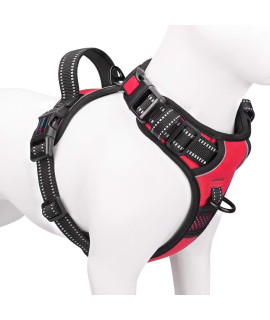 PHOEPET No Pull Dog Harnesses for Small Dogs Reflective Adjustable Front Clip Vest with Handle 2 Metal Rings 3 Buckles [Easy to Put on & Take Off](XS, Red)