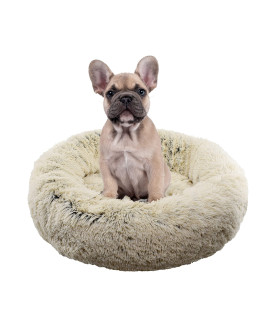 FuzzBall Fluffy Luxe Pet Bed, Calming Donut Cuddler - Machine Washable, Waterproof Base, Anti-Slip (for Small Dogs and Cats up to 25lbs)