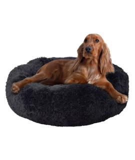 FuzzBall Fluffy Luxe Pet Bed, Calming Donut Cuddler - Machine Washable, Waterproof Base, Anti-Slip (for Medium Dogs and Cats up to 45lbs)