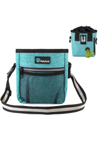 PetAmi Dog Treat Pouch Dog Training Pouch Bag with Waist Shoulder Strap, Poop Bag Dispenser Treat Training Bag for Treats, Kibbles, Pet Toys 3 Ways to Wear (Turquoise) No bowl included