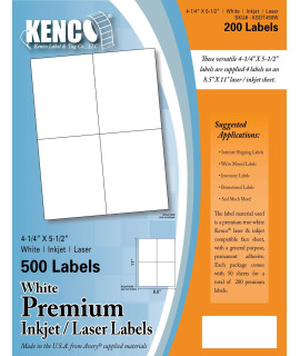 Kenco Premium White Address Shipping UPc LaserInkjet Labels Made in The USA (425 X 55 200 Labels)