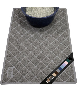 The Original Gorilla Grip 100% Waterproof Cat Litter Box Trapping Mat, Easy Clean, Textured Backing, Traps Mess for Cleaner Floors, Less Waste, Stays in Place for Cats, Soft on Paws, 24x17 Gray