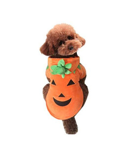 Mogoko Dog Cat Halloween Pumpkin Costumes, Funny Pet Cosplay Dress, Puppy Fleece Hoodie Coat Clothes, Animal Autumn Winter Warm Jumpsuit Outfit Apparel (XL for 12.0~18.0 lbs)