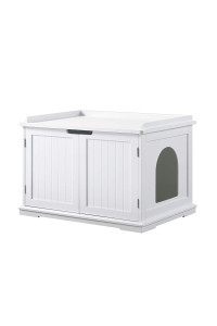 unipaws Cat Litter Box Enclosure Furniture, Cat Washroom, Hidden Litter Box Cover, Cabinet for Large Cat, Dog Proof Cat Litter Boxes, Hideaway Litter Box, Cat House, White