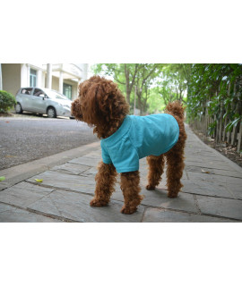 Lovelonglong 2019 Pet clothing Dog costumes Basic Blank T-Shirt Tee Shirts for Small Dogs Turquoise M