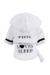 Stock Show Pet Pajama with Hood Thickened Luxury Soft Cotton Hooded Bathrobe Quick Drying and Super Absorbent Dog Bath Towel Soft Pet Nightwear for Puppy Small Dogs Cats, White, M