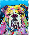 Dawhud Direct Colorful Bulldog Fleece Blanket for Bed 50 x 60 Dean Russo Bulldog Fleece Throw Blanket for Women, Men and Kids Super Soft Plush Dog Blanket Throw Plush Blanket for Dog Lovers