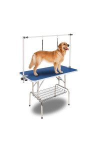 Bonnlo Pet Grooming Table, Portable Dog Grooming Table with Arm Noose & Mesh Tray, Adjustable Foldable Pet Groom Table Stand for Dog Cat, Maximum Capacity Up to 330 LBS (45in)