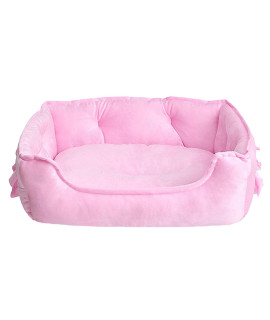 pawstrip Cute Princess Dog Bed, Soft Breathable Bowknot Pet Cat Cushion for Small Dogs, Waterproof Bottom, Self-Warming, Machine Washable (Pink)