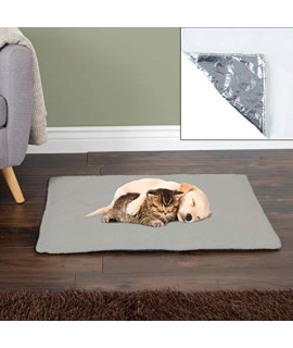 PETMAKER Self-Heating Pet Pad - 25x18 Thermal Pet Mat, Bed Liner, or Self Warming crate Pad with Soft Sherpa Top for Dogs, cats, Pets (gray)