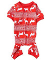 Christmas Reindeer Costume Xmas Pet Clothes for Dog Pajamas Soft Christmas PJS, Back Length 16 Medium Red