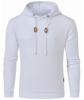 Mens casual Hoodies Pullover Midweight Hooded Sweatshirt White X-Large