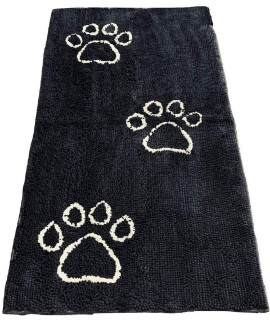 Dog Gone Smart Dirty Dog Microfiber Paw Doormat - Muddy Mats For Dogs - Super Absorbent Dog Mat Keeps Paws & Floors Clean - Machine Washable Pet Door Rugs with Non-Slip Backing Runner Black