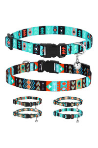 CollarDirect Cat Collar Breakaway Set of 2 PCS Tribal Pattern Aztec Pet Safety Adjustable Kitten Collar with Bell (Ethnic + Tribal)