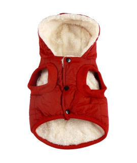 Vecomfy Fleece Lining Extra Warm Dog Hoodie in Winter for Large Dogs Jacket Pet Coats with Hooded,Red XXL