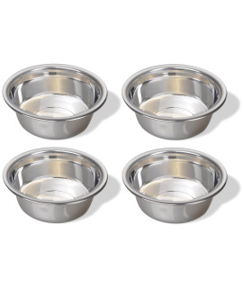 Greendale - 4 Pack of Large - 54 FL OZ (6.75 Cups) - Stainless Steel Metal Dog Bowls - Perfect for Dog Food and Water