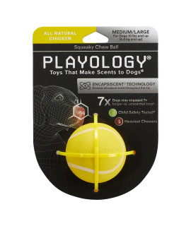 Playology Dog Balls for Medium and Large Dogs (10lbs & Up) - Dog Ball for Aggressive Chewers - Squeaky Toy, Engaging All-Natural?Chicken Scented - Non-Toxic Rubber Dog Ball Toys