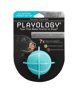 Playology Dog Balls for Medium and Large Dogs (10lbs & Up, All Breed) - Non-Toxic Dog Ball for Aggressive Chewers - Squeaky Toy, Engaging All-Natural Peanut Butter Scented