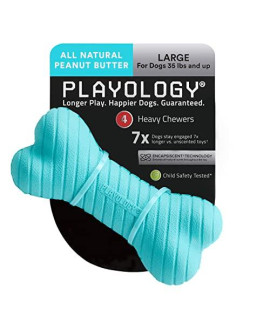 Playology Dual Layer Bone Dog Toy, for Large Dogs (35lbs and Up) - for Heavy Chewers - Engaging All-Natural Peanut Butter Scented Toy - Non-Toxic Materials