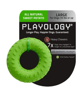 Playology Dual Layer Ring Toy, for Large Dog Breeds (35lbs and Up) - for Heaviest Chewers - Engaging All-Natural Sweet Potato Scented Toy - Non-Toxic Materials