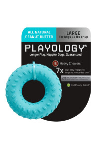 Playology Dual Layer Ring Toy, for Large Dogs (35lbs and Up) - for Heaviest Chewers - Engaging All-Natural Peanut Butter Scented Toy - Non-Toxic Materials