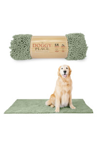 My Doggy Place Microfiber Dog Mat for Muddy Paws, 60 x 36 Sage - Non-Slip, Absorbent and Quick-Drying Dog Paw Cleaning Mat, Washer and Dryer Safe - X-Large/Runner