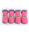 Pihappy Warm Winter Little Pet Dog Boots Skidproof Soft Snowman Anti-Slip Sole Paw Protectors Small Puppy Shoes 4PCS (XS, Pink)
