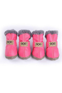 PIHAPPY Colorful Warm Winter Little Pet Dog Boots Skidproof Soft Snowman Anti-Slip Sole Paw Protectors Small Puppy Shoes 4PCS (XL, Pink)