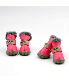 Pihappy Warm Winter Little Pet Dog Boots Skidproof Soft Snowman Anti-Slip Sole Paw Protectors Small Puppy Shoes 4PCS (L, Pink)