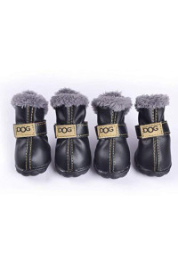PIHAPPY Warm Winter Little Pet Dog Boots Skidproof Soft Snow Play Anti-Slip Sole Paw Protectors Small Puppy Shoes 4PCS (L, Black)