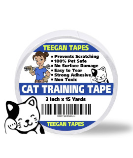 cat Scratch Deterrent Tape clear Double Sided Tape couch Protector from cats Furniture, carpet, couch corner Anti Scratch guards 3 in x 15 Yds Puppy Scratching by Teegan Tapes