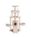 Armarkat Spacious Thick Fur Real Wood Cat Tower With Basket Lounge, Ramp, Beige A5806