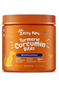 Turmeric Curcumin for Dogs - with 95% Curcuminoids for Hip & Joint + Arthritis Support - Digestive & Mobility + Immune Dog Supplement - with Organic Turmeric, Coconut Oil & BioPerine - 90 Chew Treats