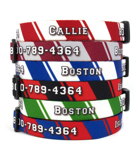 Buttonsmith Sporty Stripe custom Dog collar - Made in The USA - Fadeproof Permanently Bonded Printing, Military grade Rustproof Buckle, choice of 6 Sizes