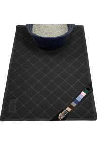 The Original Gorilla Grip 100% Waterproof Cat Litter Box Trapping Mat, Easy Clean, Textured Backing, Traps Mess for Cleaner Floors, Less Waste, Stays in Place for Cats, Soft on Paws, 35x23 Black