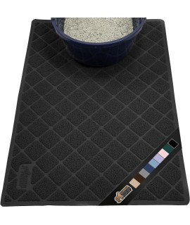 The Original Gorilla Grip 100% Waterproof Cat Litter Box Trapping Mat, Easy Clean, Textured Backing, Traps Mess for Cleaner Floors, Less Waste, Stays in Place for Cats, Soft on Paws, 35x23 Black