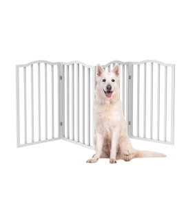 Pet Gate - 4-Panel Indoor Foldable Dog Fence for Stairs, Hallways, or Doorways - 72x32-Inch Wood Freestanding Dog Gates by PETMAKER (White)