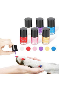 lesotc Dog Nail Polish Set, 6 Color Set (Pink, Purple, Red, Gold, Blue, Silver), Non-Toxic Water-Based Pet Nail Polish, Natural and Safe, Suitable for All Pet (Birds, Mice, Pigs and Rabbit)