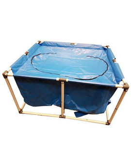 Koi Fish Tank Vat, Rectangle 2.5 Foot x 2 Foot x 2 Foot (82 cm x 61 cm x 61 cm) with Zipper Top Cover, Temporary Holding Viewing Koi Fish Portable Pond, Above Ground Fish Ponds, PVC Canvas Fish Tank
