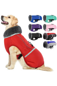 QBLEEV Warm Dog Coat Reflective Dog Jacket, Waterproof Dog Winter Coat Turtleneck Dog Clothes for Cold Weather, Thick Fleece Lined Dog Outfit Pet Vest Apparel Snowsuit for Small Medium Large Dogs