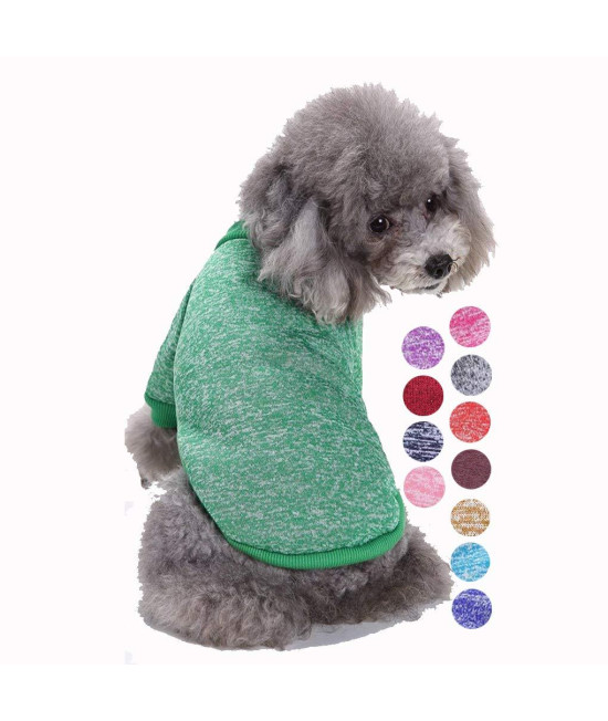Bwealth Dog Clothes Soft Pet Apparel Thickening Fleece Shirt Warm Winter Knitwear Sweater for Small and Medium Pet (XS, Green)