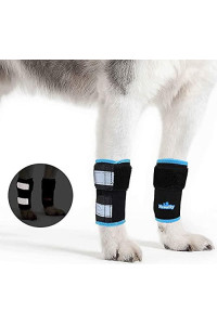 NeoAlly - Front Leg Brace for Dogs and Cats, Dog Leg Brace for Improved Pet Mobility, Dog Leg Sleeve for Carpal Support, Dog Leg Sleeve with Reflective Straps, Large to XL, Blue, 1 Pair