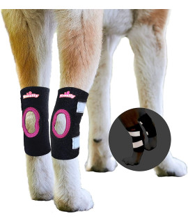 NeoAlly - Short Rear Leg Hock Brace, Dog Leg Brace for Rear Leg, Hock & Ankle Support, Dog Brace for Torn ACL & CCL, Dog Leg Sleeve with Reflective Straps, Medium, Pink, 1 Pair