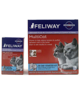 Feliway Multicat Pheremone Diffuser & 2 Refills cat calming Product 60 Day Supply Bundle