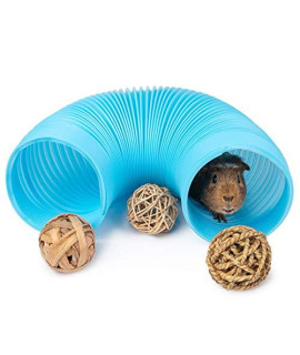 Niteangel Fun Tunnel with 3 Pack Play Balls for Guinea Pigs, Chinchillas, Rats and Dwarf Rabbits (Blue)