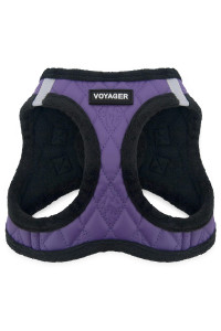 Voyager Step-In Plush Dog Harness - Soft Plush, Step In Vest Harness for Small and Medium Dogs by Best Pet Supplies - Harness (Purple Faux Leather), L (Chest: 18 - 20.5)